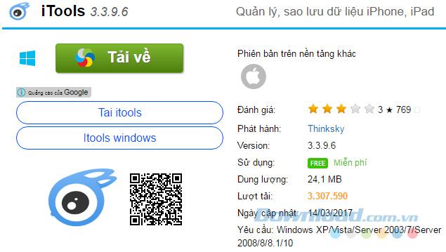 Tải và cài đặt iTools cho máy tính