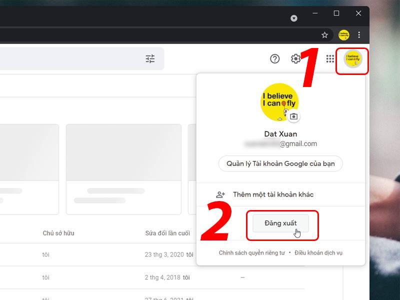 Đăng xuất tài khoản Google Drive trên máy tính